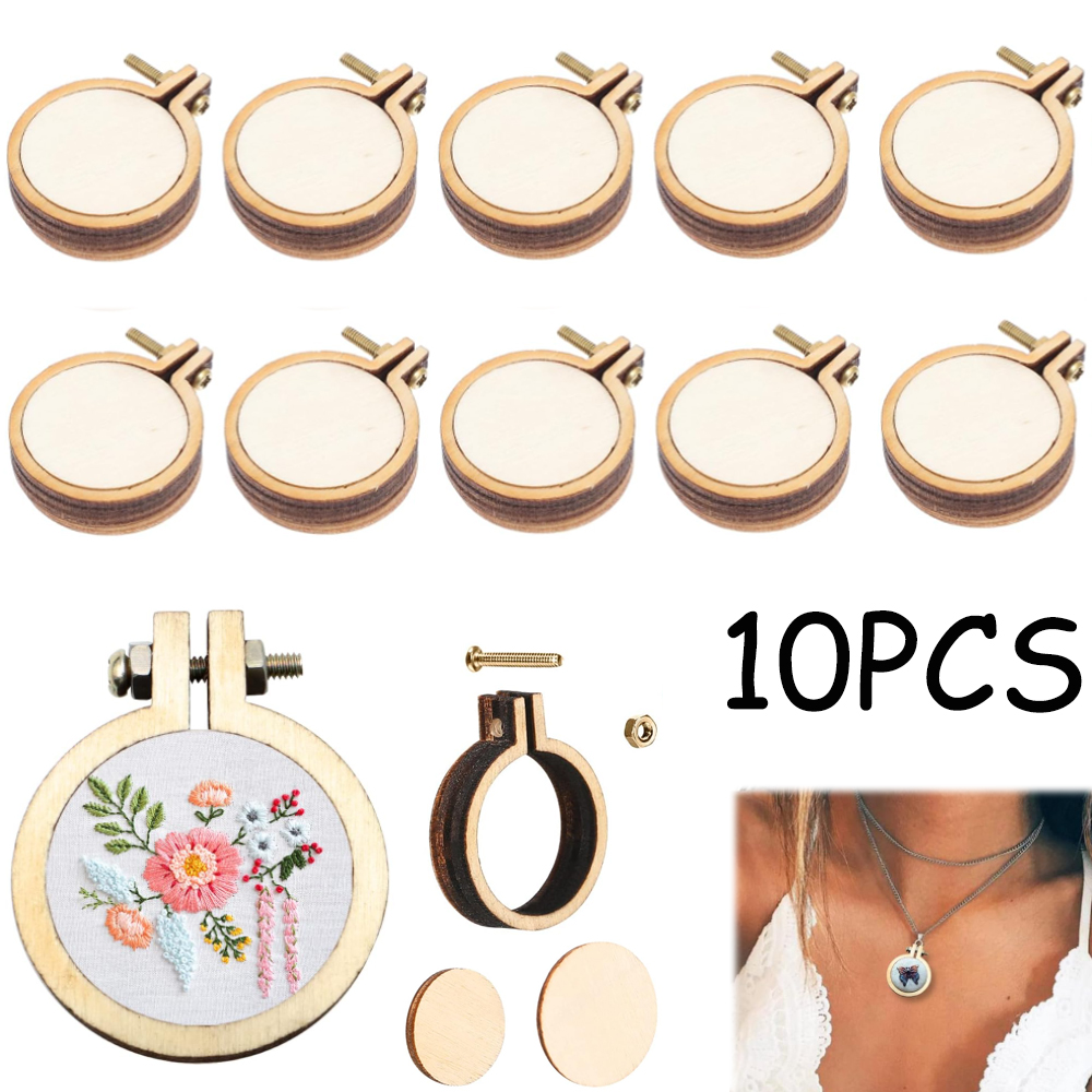 Stitch Marker Ring - 10 개/대 나무 미니 자수 후프