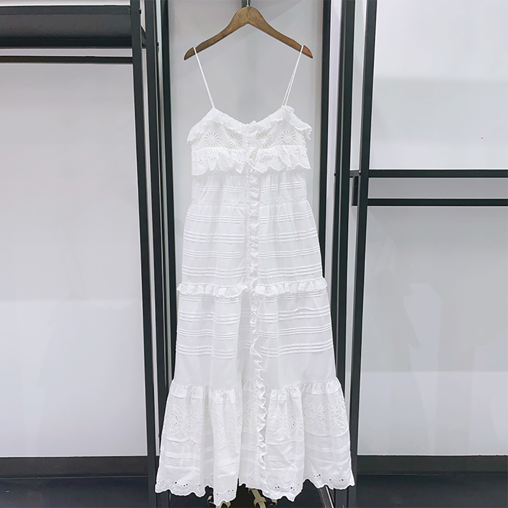 Embroidery Eyelet - 2026년 여름 여성용 100% 코튼 스파게티