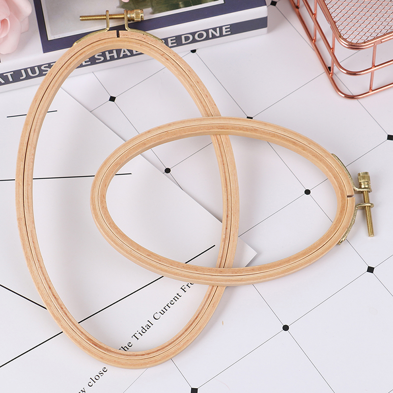 Stitch Marker Ring - 대나무 자수 후프 프레임, 타원형 자수