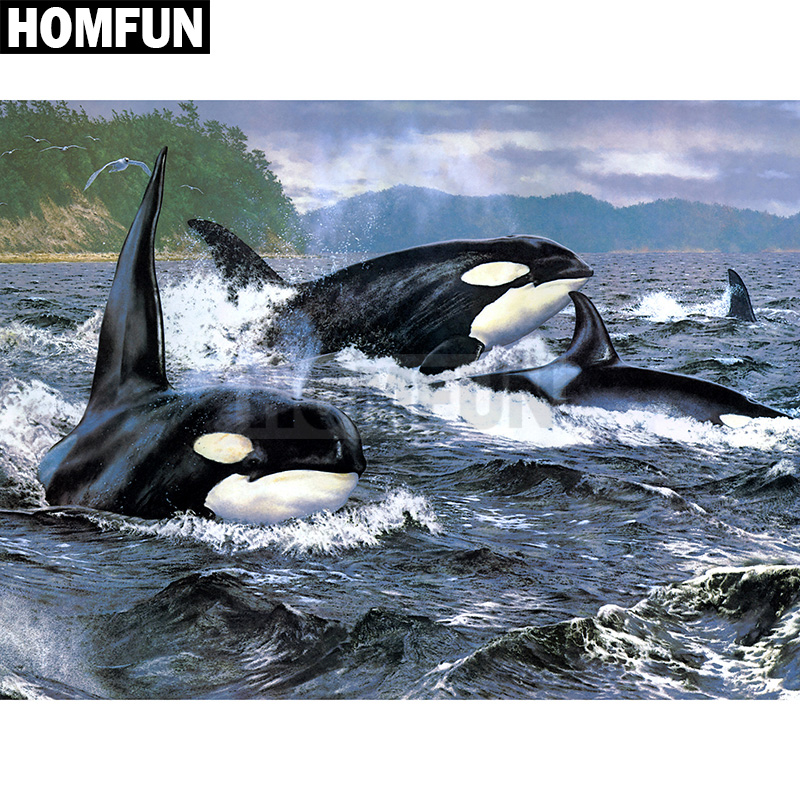 Embroidery Whale - HOMFUN 전체 광장/라운드 드릴 5D DIY