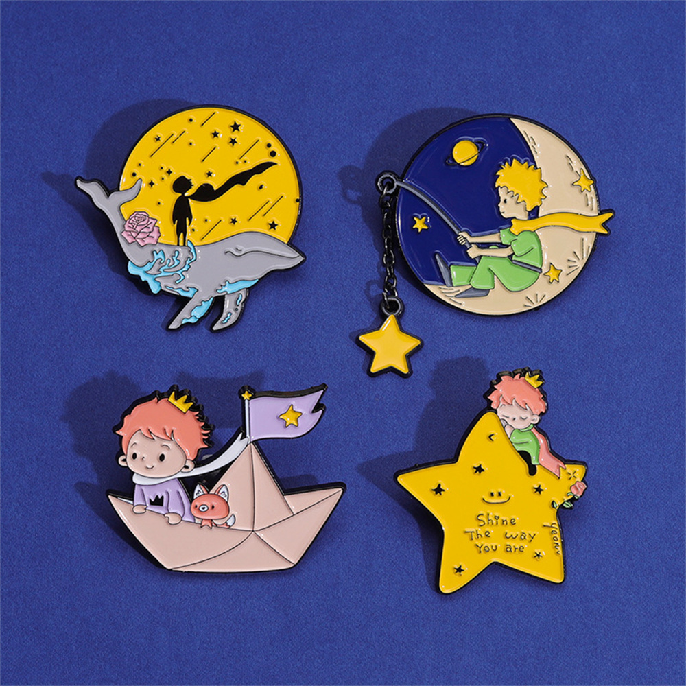 귀여운 왕자 폭스 에나멜 핀 사용자 정의 문 스타 종이 - Embroidery Whale 리뷰 및 가격