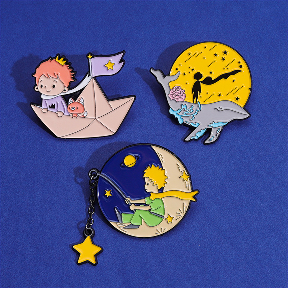 귀여운 왕자 폭스 에나멜 핀 사용자 정의 문 스타 종이 - Embroidery Whale 리뷰 및 가격