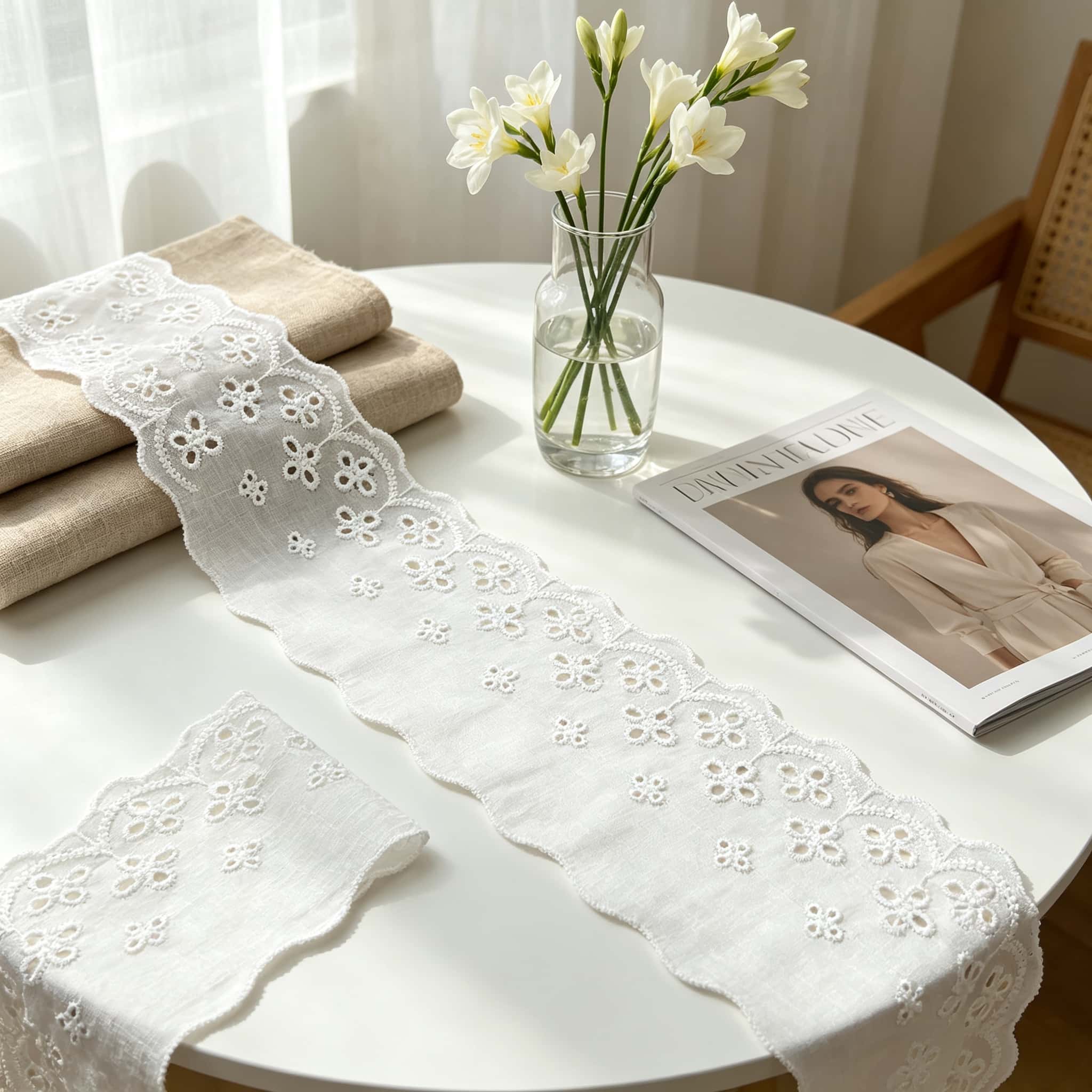7.5cm 코튼 아일렛 레이스 트림 4/16 야드 화이 - Embroidery Eyelet 리뷰 및 가격