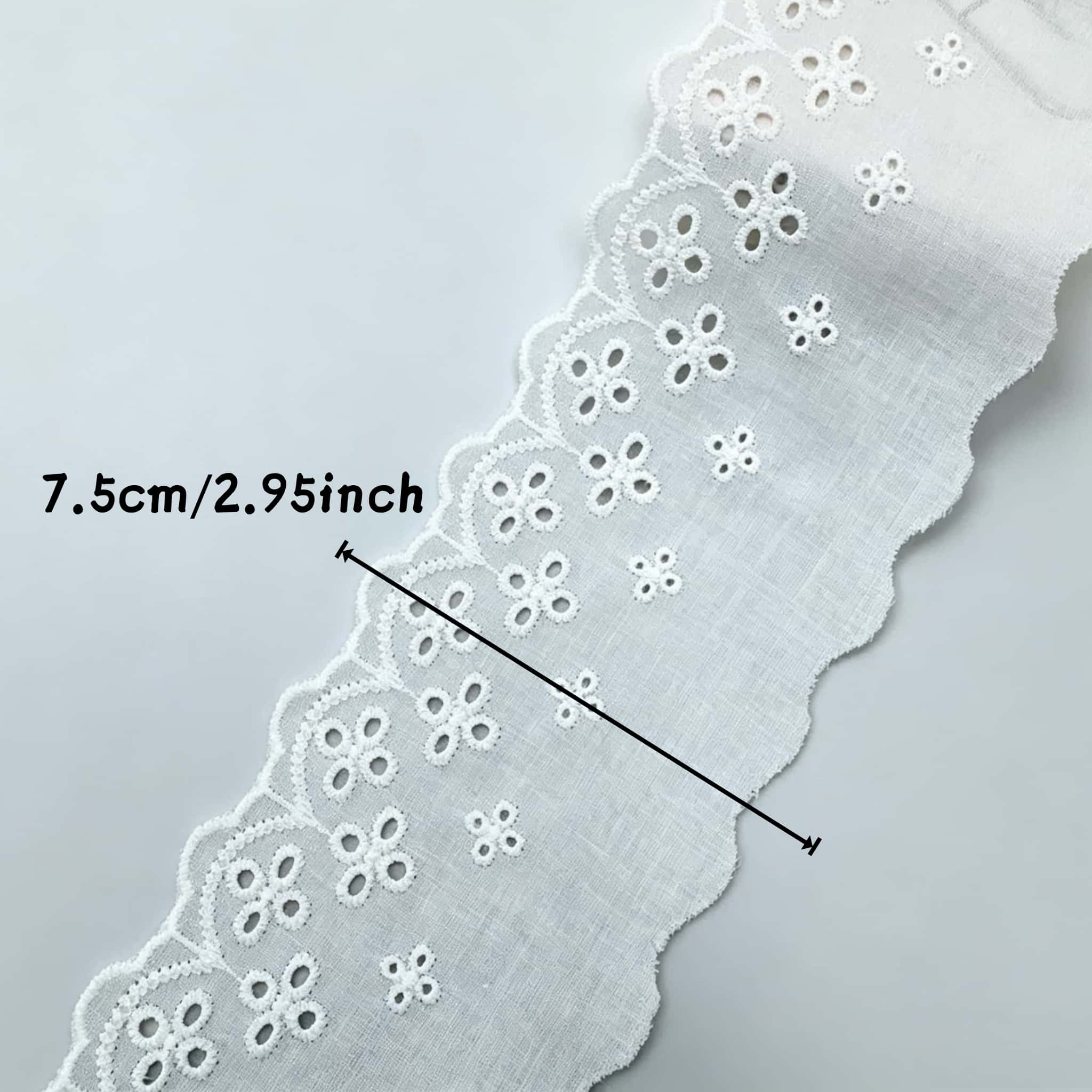 7.5cm 코튼 아일렛 레이스 트림 4/16 야드 화이 - Embroidery Eyelet 리뷰 및 가격