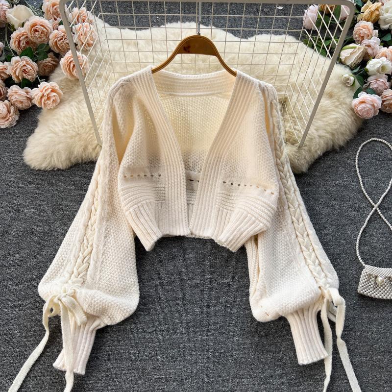 녹색 캐주얼 아크릴 니트 v 넥 랜턴 긴 소매 레이스  - Embroidery Online 리뷰 및 가격