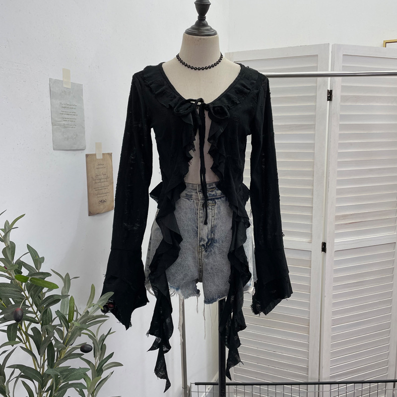ISAROSE 여성용 웨이스트랜드 스타일 가디건 펑크  - Embroidery Online 리뷰 및 가격