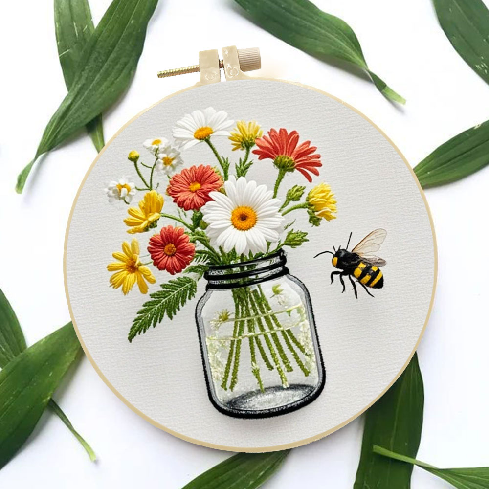 1개 DIY 자수 키트 데이지 꽃 후프 바느질 세트 바 - Stitch Marker Ring 리뷰 및 가격