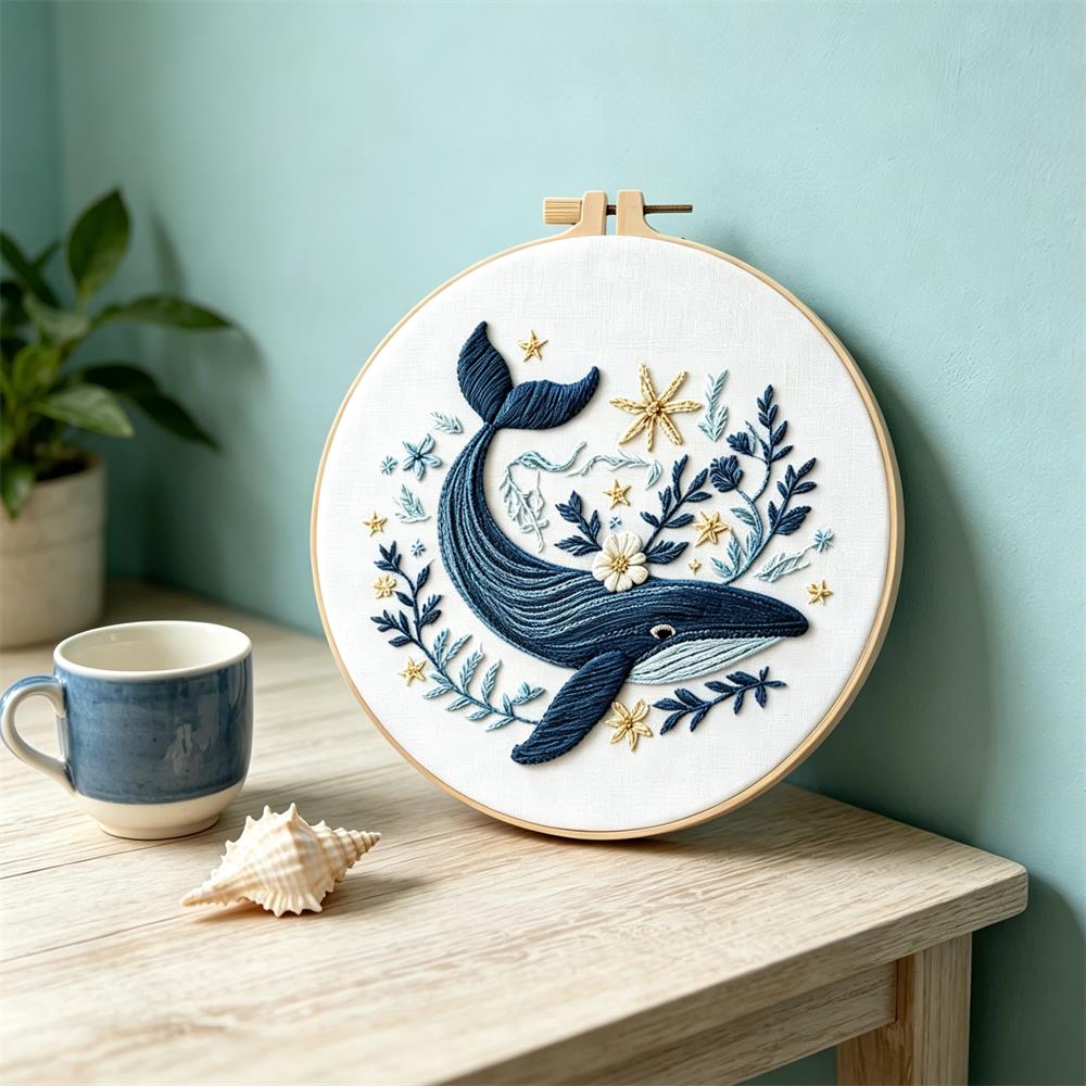 1PCS 자수 키트 고래 동물 자수틀 포함 손바느질 수 - Embroidery Whale 리뷰 및 가격