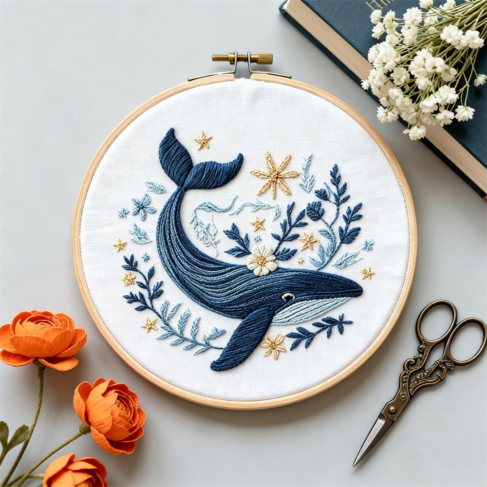 1PCS 자수 키트 고래 동물 자수틀 포함 손바느질 수 - Embroidery Whale 리뷰 및 가격