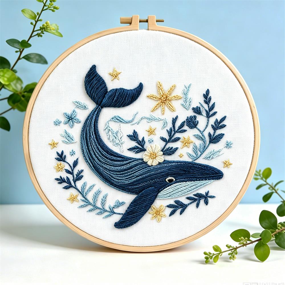 1PCS 자수 키트 고래 동물 자수틀 포함 손바느질 수 - Embroidery Whale 리뷰 및 가격