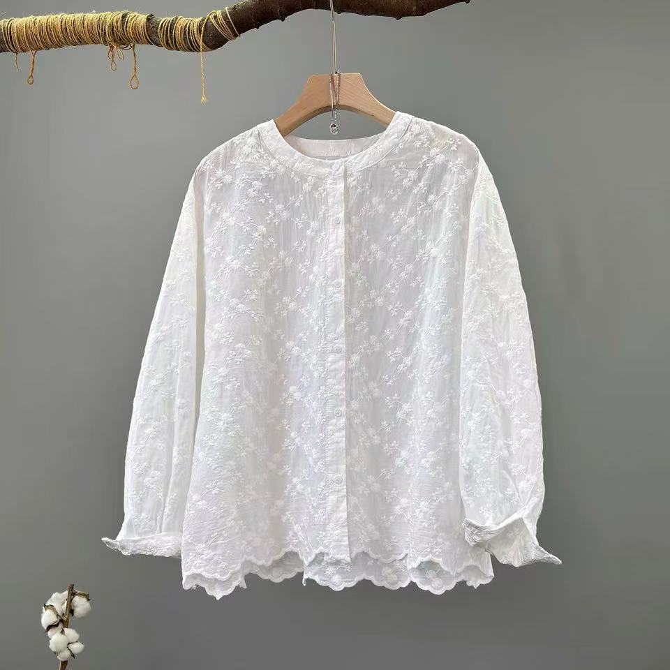 2026 여성용 레이스 자수 블라우스 보헤미안 긴팔 1 - Embroidery Eyelet 리뷰 및 가격