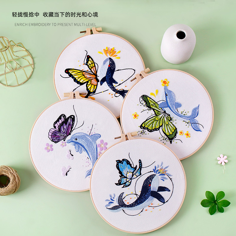 초보자를 위한 나비 자수 키트, 자수틀 포함, 고래와  - Embroidery Whale 리뷰 및 가격