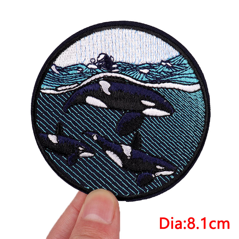 반 고흐 파도 패치 동물/고래 자수 패치 의류에 대한  - Embroidery Whale 리뷰 및 가격