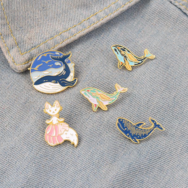 고래 에나멜 핀 꿈꾸는 혹등 고래 브로치, 고양이 인어 - Embroidery Whale 리뷰 및 가격