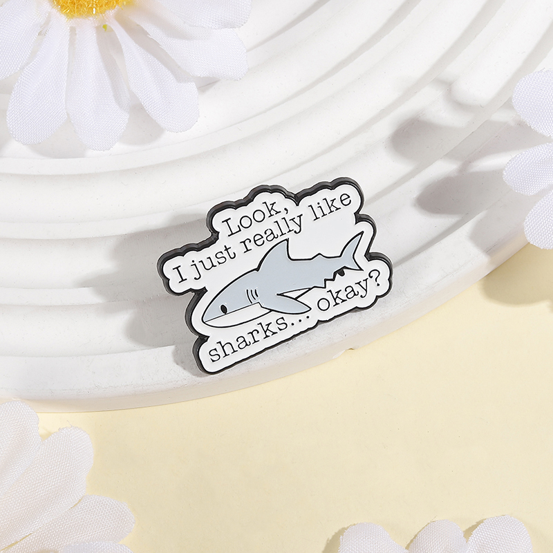 상어가 정말 좋아요 에나멜 핀 재미있는 문구 해양 동물 - Embroidery Whale 리뷰 및 가격