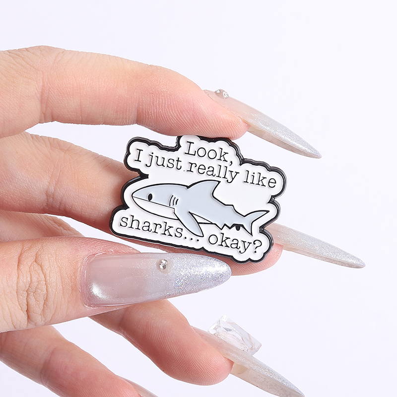 상어가 정말 좋아요 에나멜 핀 재미있는 문구 해양 동물 - Embroidery Whale 리뷰 및 가격