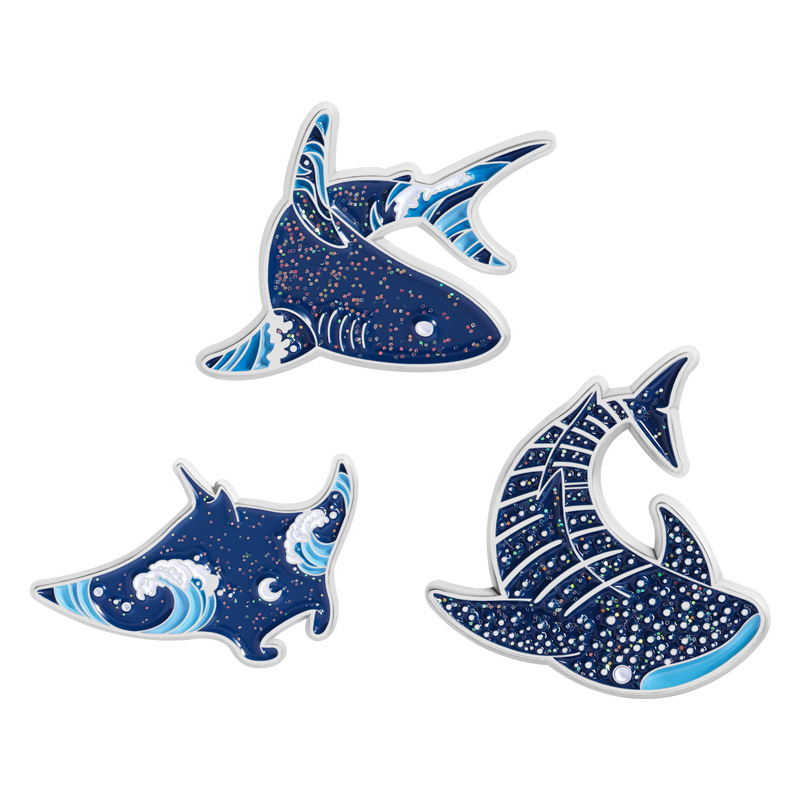 만화 해양 생물 에나멜 핀 창의적인 상어 고래 브로치  - Embroidery Whale 리뷰 및 가격
