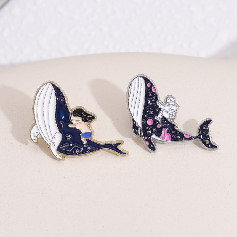해양 고래 돌고래 에나멜 핀 재미있는 브로치 만화 배지 - Embroidery Whale 리뷰 및 가격